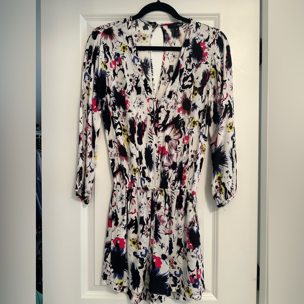 Aqua Floral Romper XS